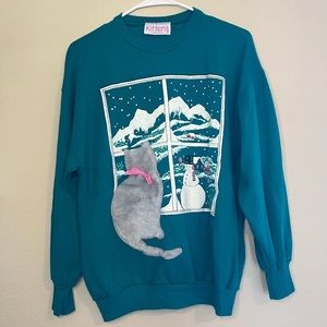 Vintage Holiday Cat Sweater